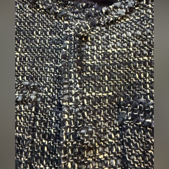 Theory New Blue & White Tweed Cropped Collarless Jacket Size 10 - Picture 9 of 12